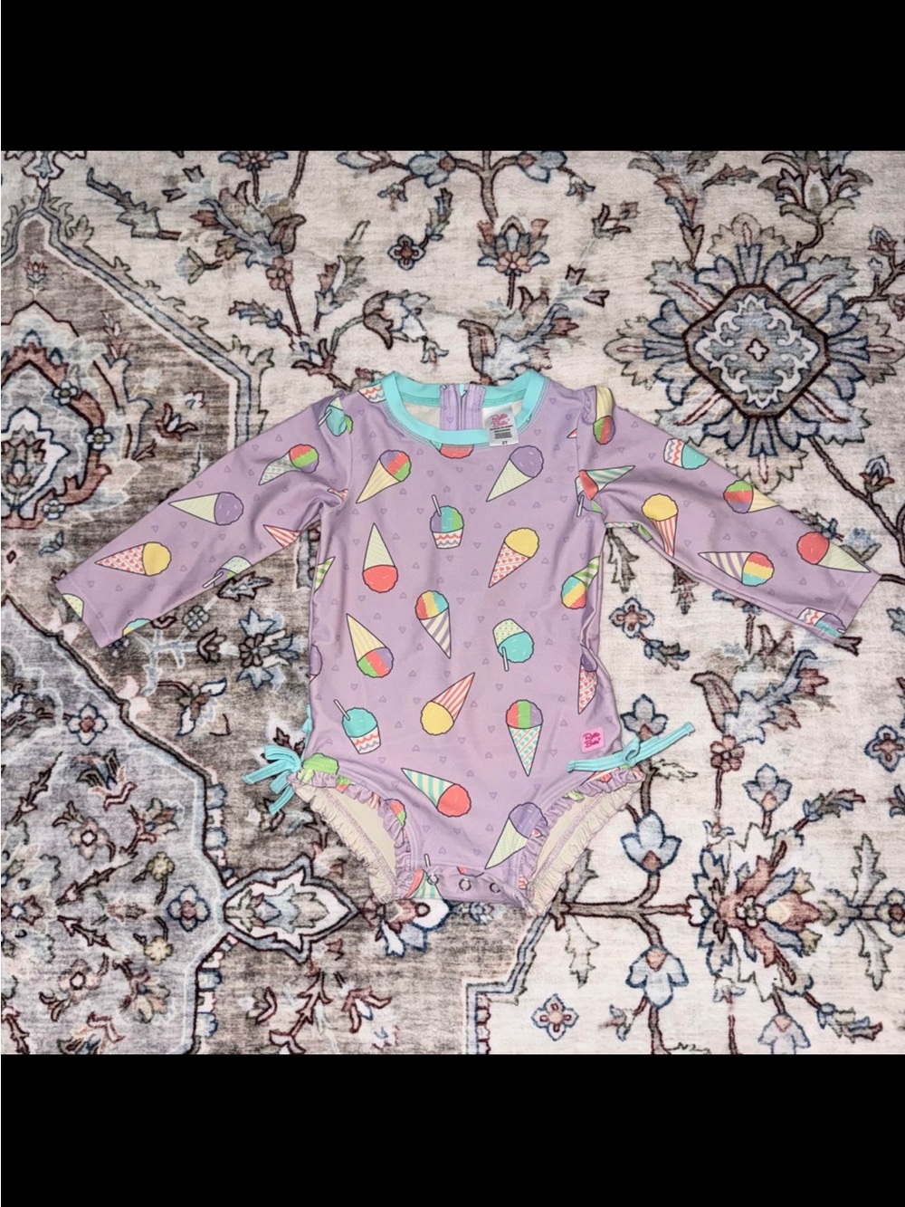 Ruffle Butts Long-Sleeve One-Piece - Ice Cream Print (2T) NWOT